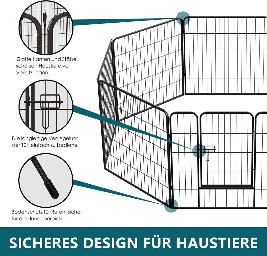 Qianruida Welpenauslauf 80cm Hoch Hundelaufstall Welpenlaufstall für Wohnung/Draussen Freilaufgehege