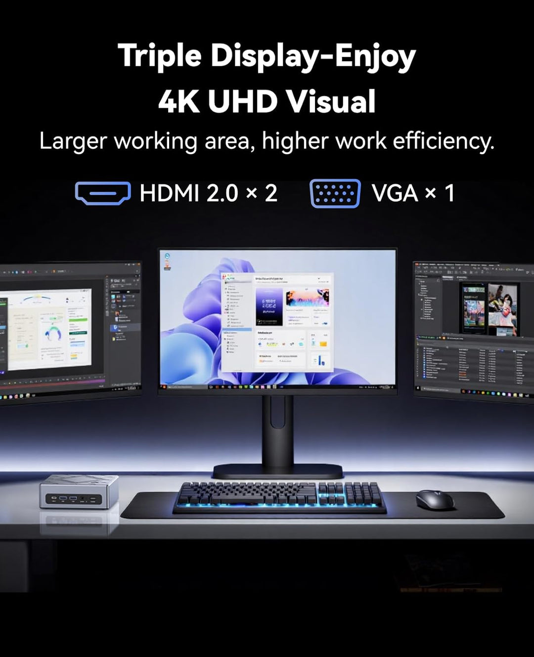 NiPoGi CK10 Mini PC Ιntel Core i5-12450H(8C/12T, bis zu 4,40 GHz), 16GB DDR4 512GB M.2 NVMe SSD Mini