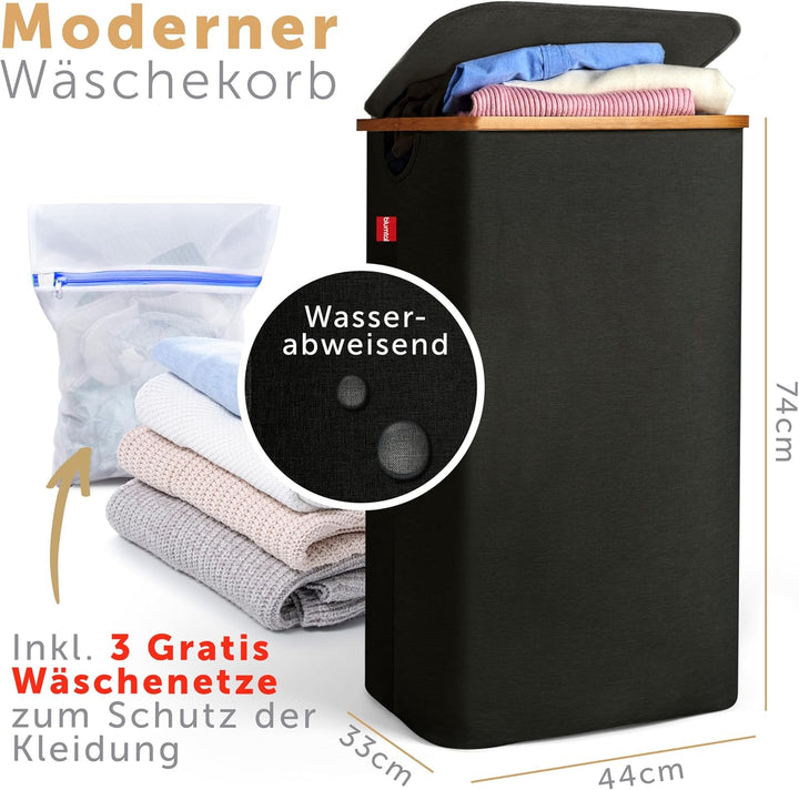 Blumtal Wäschekorb 100L - Wäschesammler mit herausnehmbarem Wäschesack - Wäschekorb schmal - laundry