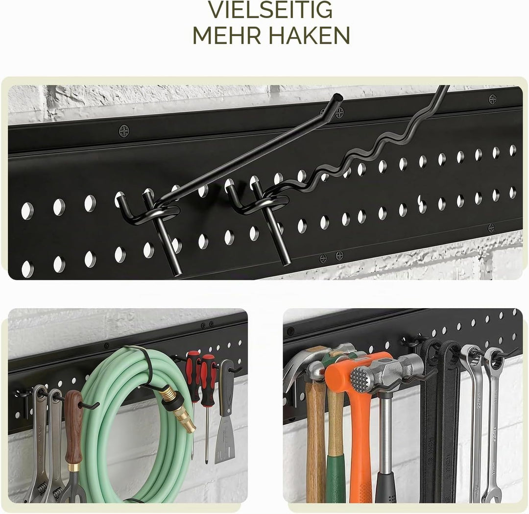Werkzeughalter mit 12 Wandhalterungen, Garagen-Werkzeug-Management-Wandregal – 122 cm gummibeschicht