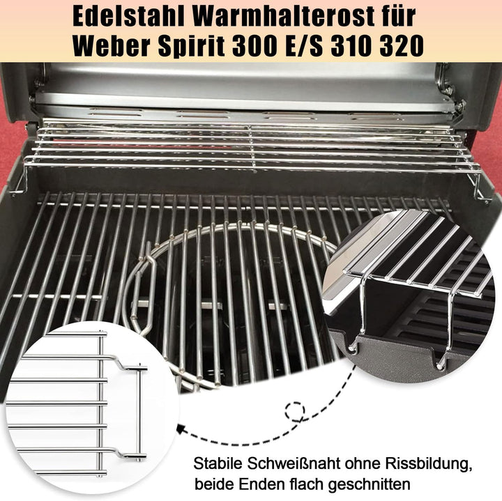 7641 Edelstahl Grill Warmhalterost für Weber Spirit 300 Series E310 E320 E330 S310 S320 S330 SP310 S