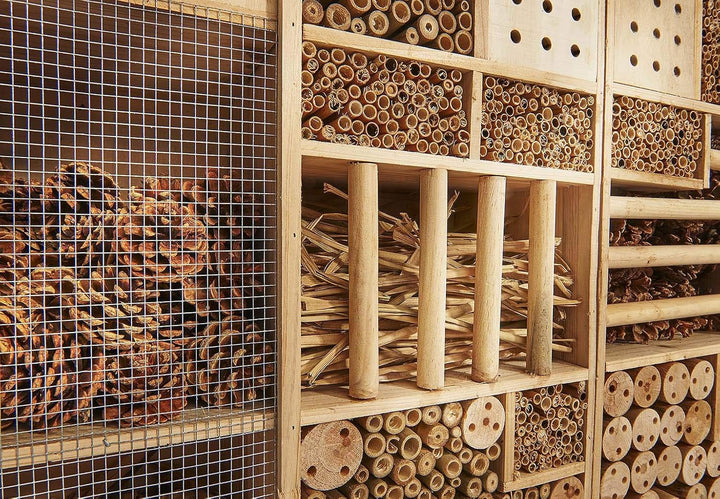 Kobolo Insektenhotel Insektenhaus Luxury XXL 101x23x109 cm in Bogenform - Zweigeteilt, Braun