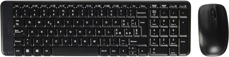 Logitech MK220 Kompaktes, Kabelloses Set mit Tastatur und Maus für Windows, Italienisches QWERTY-Lay