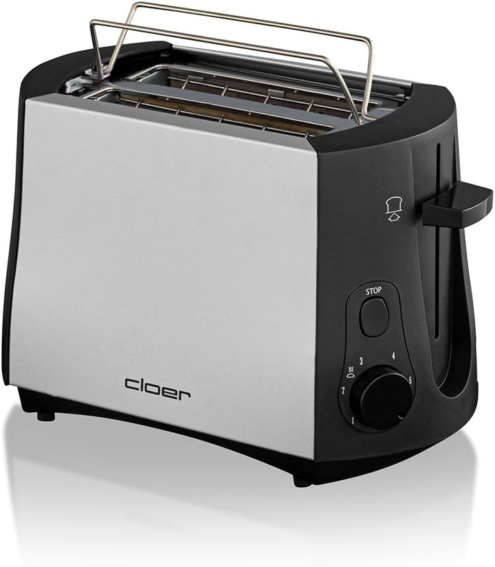 Cloer 3410 Toaster / 825 W / für 2 Toastscheiben / integrierter Brötchenaufsatz / Nachhebevorrichtun