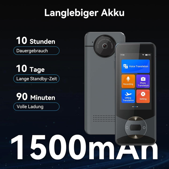 Wooask W10 Sprachübersetzer Gerät Ohne Internet, Übersetzer Echtzeit 140+ Sprachen Und Akzente Mit W