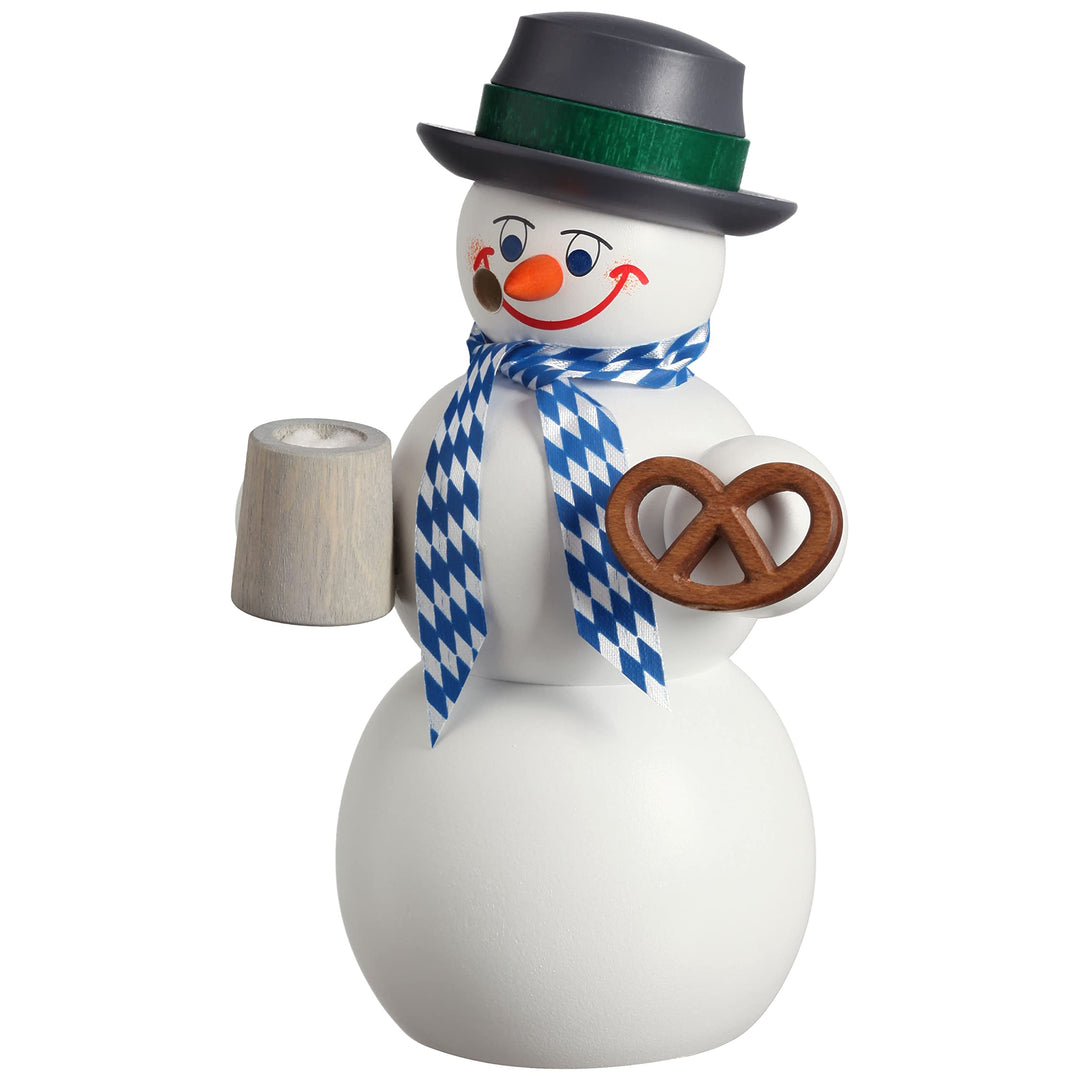Seiffener Volkskunst | Räuchermännchen | Räucherfigur 14 cm | Schneemann | Original Erzgebirge | 122