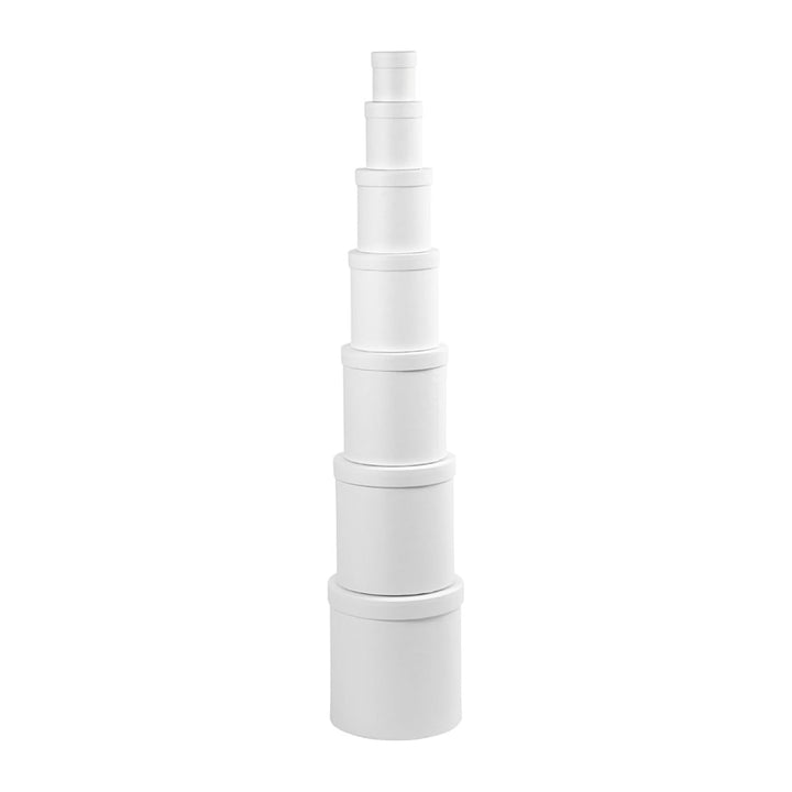 Runde Boxen, rund, D: 7+9+12+14,5+17+19,5+22 cm, H: 7,5+10,2+12,7+15,2+17,7+20,2+22,7 cm, weiss, 7 S