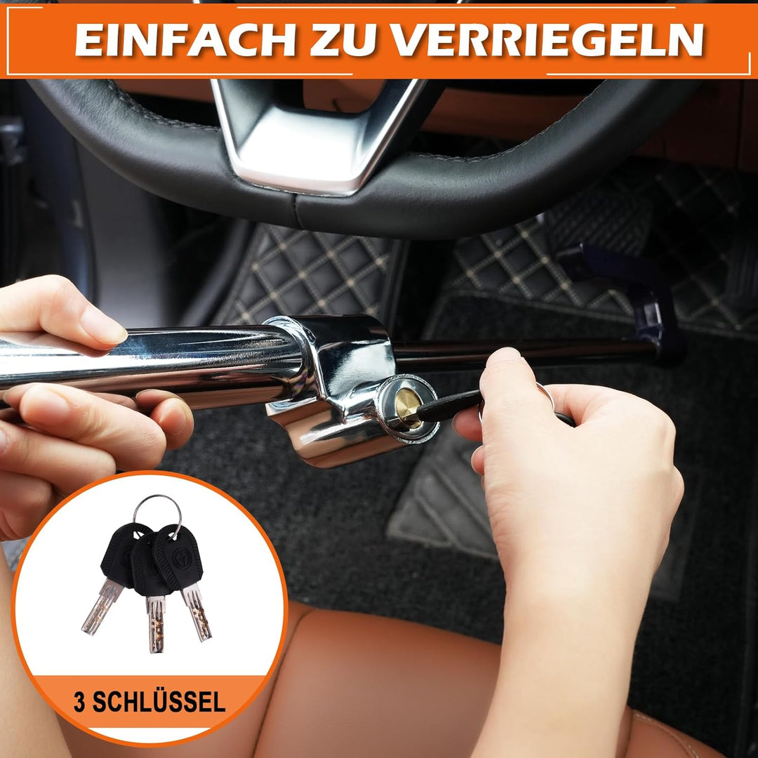 Tevlaphee Auto Lenkradschloss Bremspedal Kupplungsschloss Versenkbarer Haken Universelle Diebstahlsi