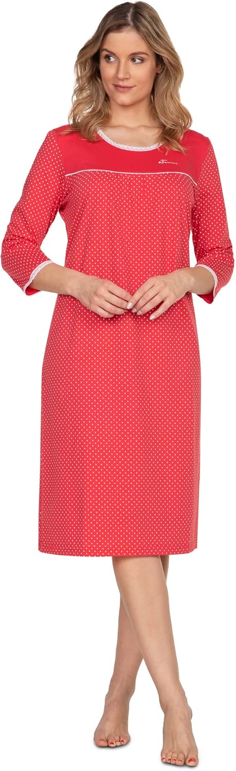e.FEMME Damen Nachthemd Dolly 1790 aus Baumwolle Korallenrot 40, Korallenrot 40