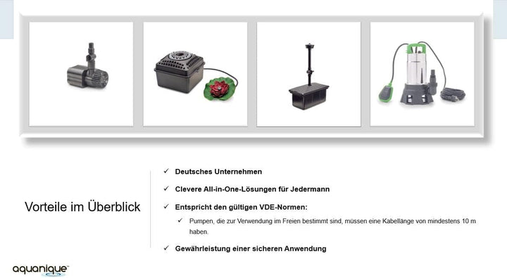 AQUANIQUE Tauchpumpe DWP 19000 (bis 19.000 l/h Fördermenge, max. 25 mm Konrgrösse, 750 W, 9 m Hmax)