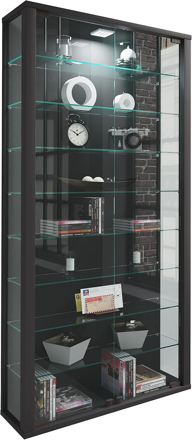 VCM Glasvitrine hängend | Vitrine Glas mit ESG-Sicherheitsglas | Masse: H. 114 x B. 59 x T. 18 cm |