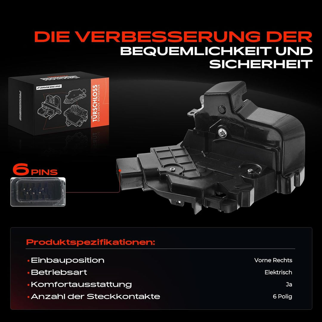 Frankberg Türschloss Stellmotor Vorne Rechts 6-Polig Kompatibel mit Focus II DA DB 2004-2012 Focus I