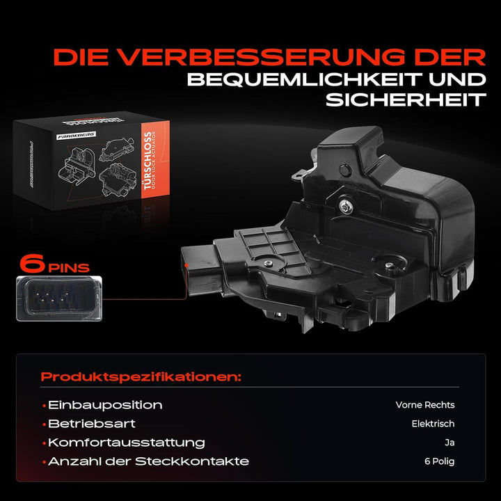 Frankberg Türschloss Stellmotor Vorne Rechts 6-Polig Kompatibel mit Focus II DA DB 2004-2012 Focus I