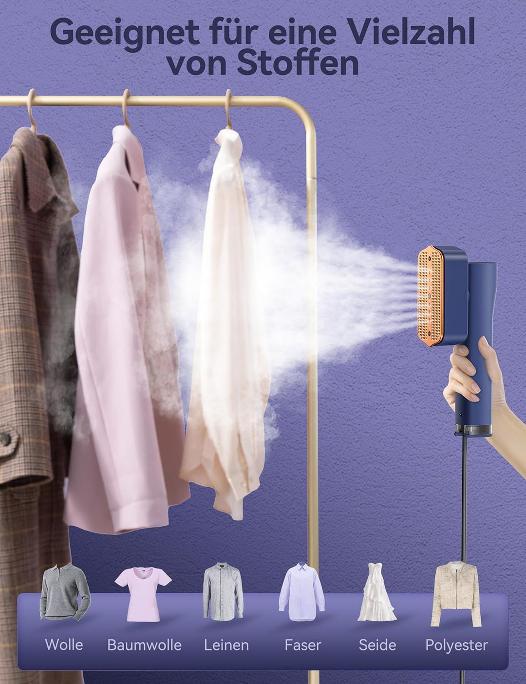 Sundu Steamer Reise Dampfglätter, Dampfbügeleisen für Kleidung, 2-in-1 Reisebügeleisen Steam iron, 1