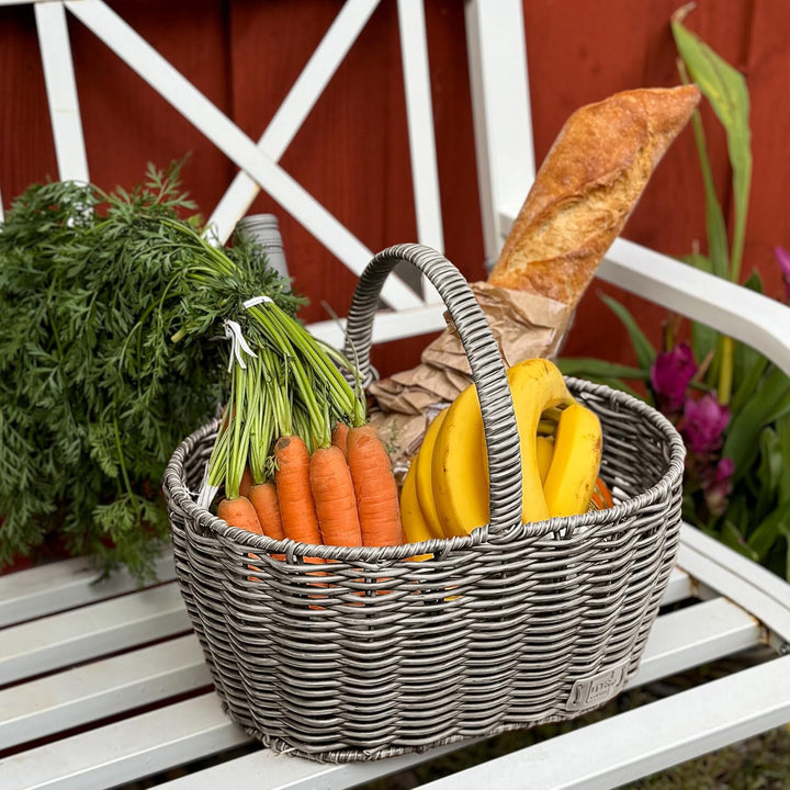UNUS Kinder-Einkaufskorb Weidenkorb für den Kaufladen Picknickkorb Osterkorb grau mit Griff Grau mit