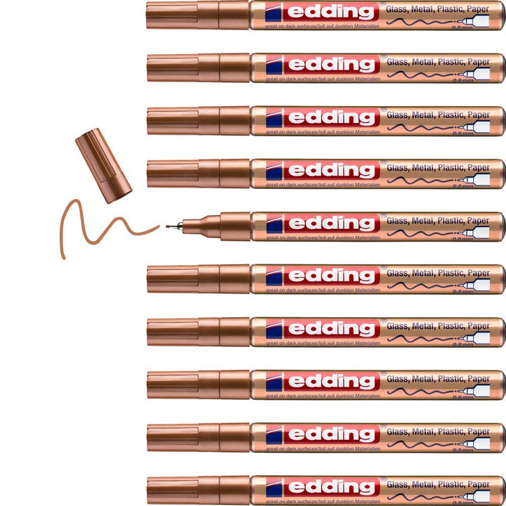edding 780 Glanzlackmarker - kupfer - 10 Lackmarker - extra-feine Rundspitze 0,8 mm - Lackstift für