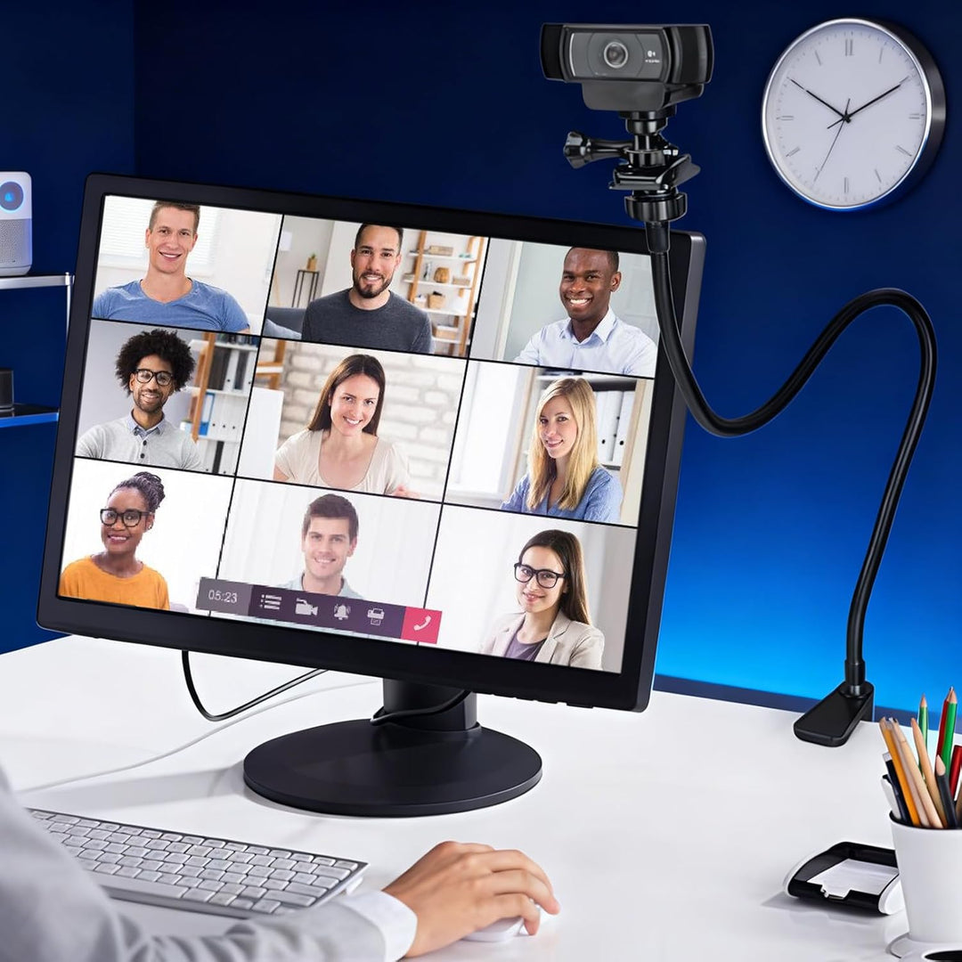 Webcam Stand, 66cm Verstellbarer Schwanenhals Webcam-Ständer, Schreibtisch-Klemmhalterung, für Logit