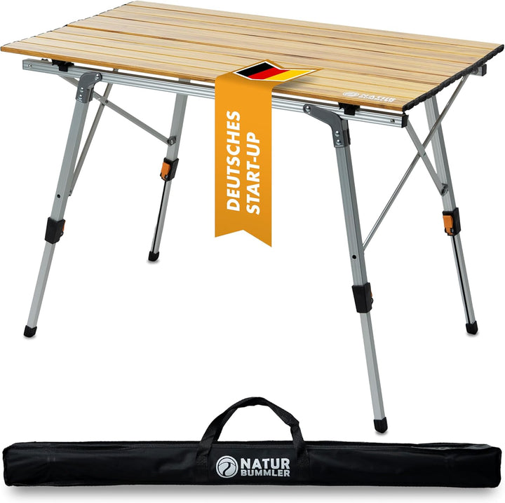 NATURBUMMLER ® Campingtisch klappbar [höhenverstellbar inkl Anti-Rost Schutz] federleicht in Gr. M &