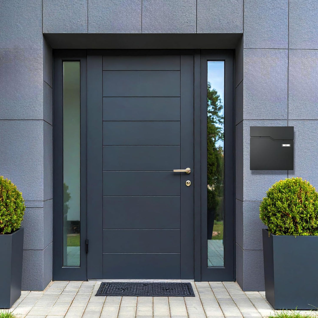 KTC- Home Premium Briefkasten Postlux 4.0 Schwarz - mit Edelstahlblende- UV & Witterungsbeständig -
