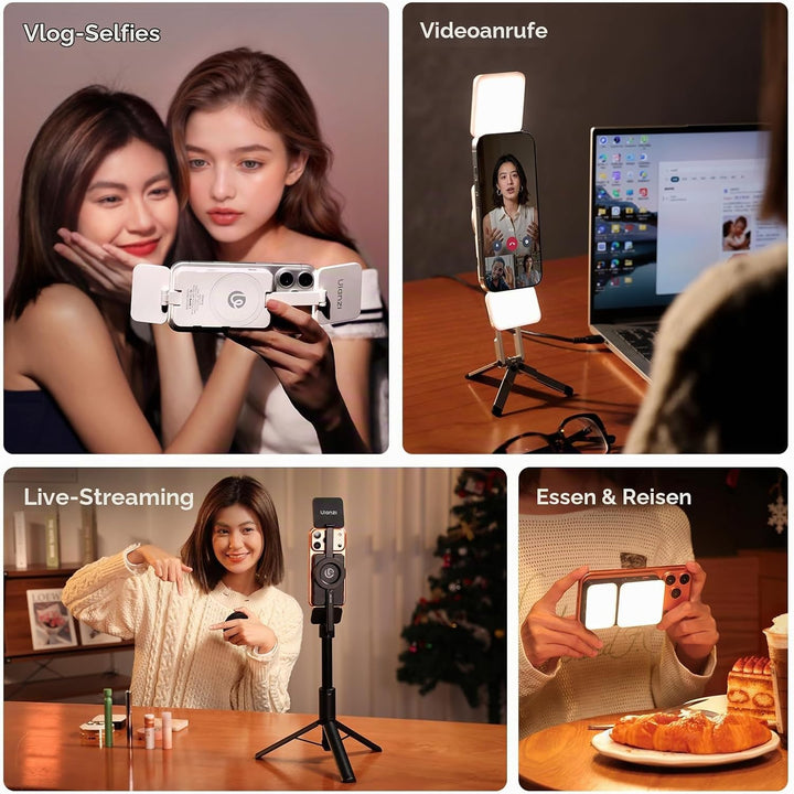 ULANZI GL01 [2026 Aktualisierte] Magnetische Selfie Licht für iPhone, Magnet LED Handy licht mit Zwe