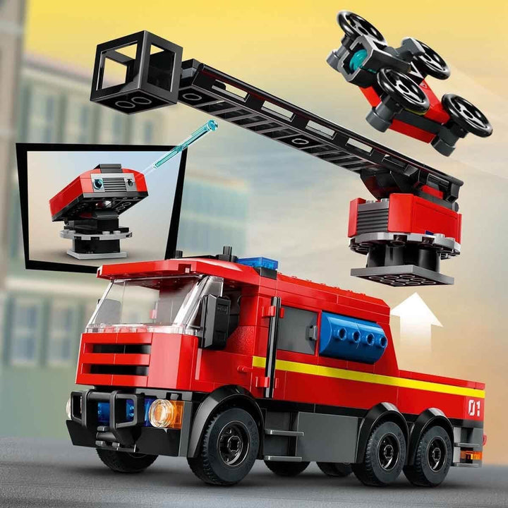 LEGO City Feuerwehrstation mit Drehleiterfahrzeug, Feuerwehr-Spielzeug mit Feuerwache und Feuerwehra