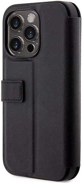 BMW BMBKP14X22RVSK Hülle für iPhone14 Pro Max 6,7" Schwarz Bookcase Leather Stamp Blue Lines