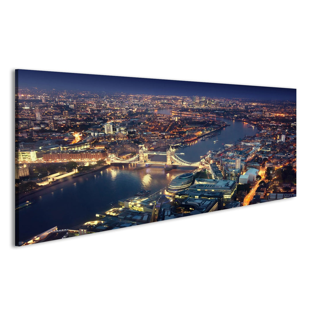 Bild Bilder auf Leinwand London bei Nacht mit städtischen und Tower Bridge Wandbild, Poster, Leinwan