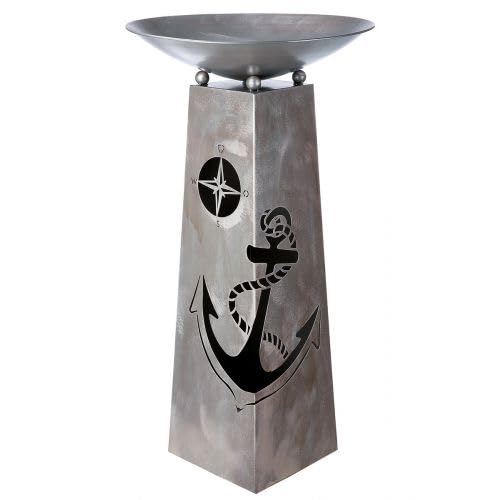 GILDE Metall Schalenständer Blumenständer maritim Anker in antik-Silber, Höhe ca. 95cm x D. 46cm, fü
