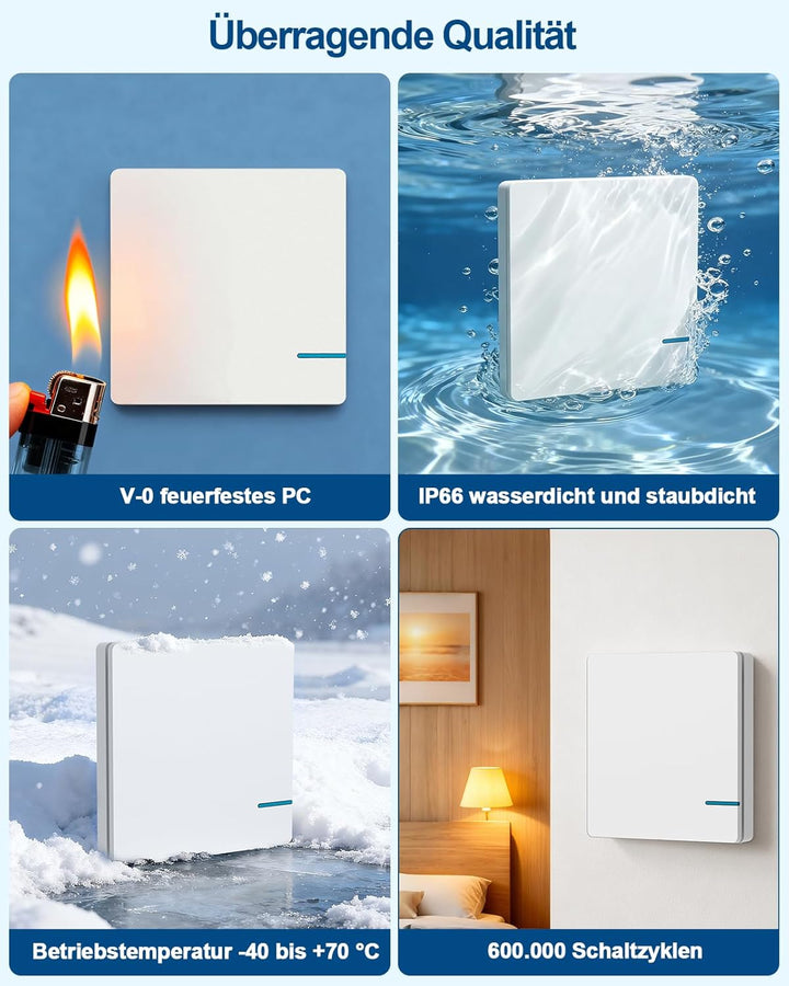 230V Funkschalter - Thinkbee 1000 Watt Ein Aus Funk Lichtschalter Set Für Licht, 80~275V Wireless Sw