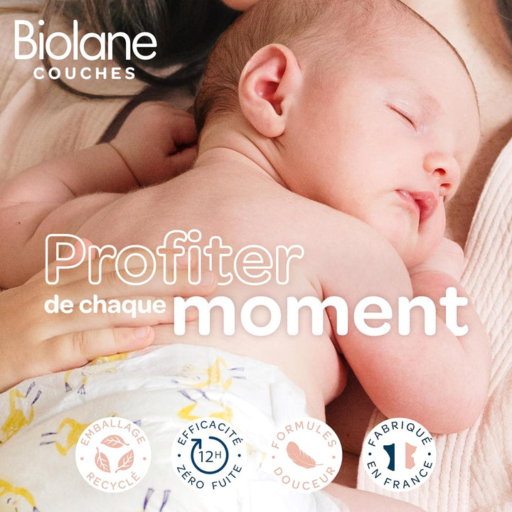 BIOLANE - Windeln Slips – Grösse 4 (8-15 kg) – kein Auslaufen für 12 Stunden – Packung 1 Monat – 126