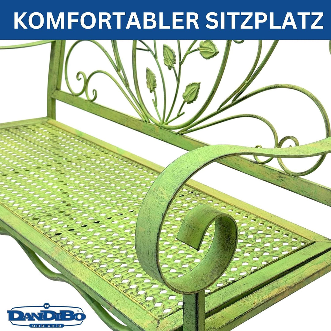 DanDiBo Gartenbank Rossa Wetterfest 2 Sitzer Metall Grün 110 cm 96593 Sitzbank Eisen Bank Garten Ant