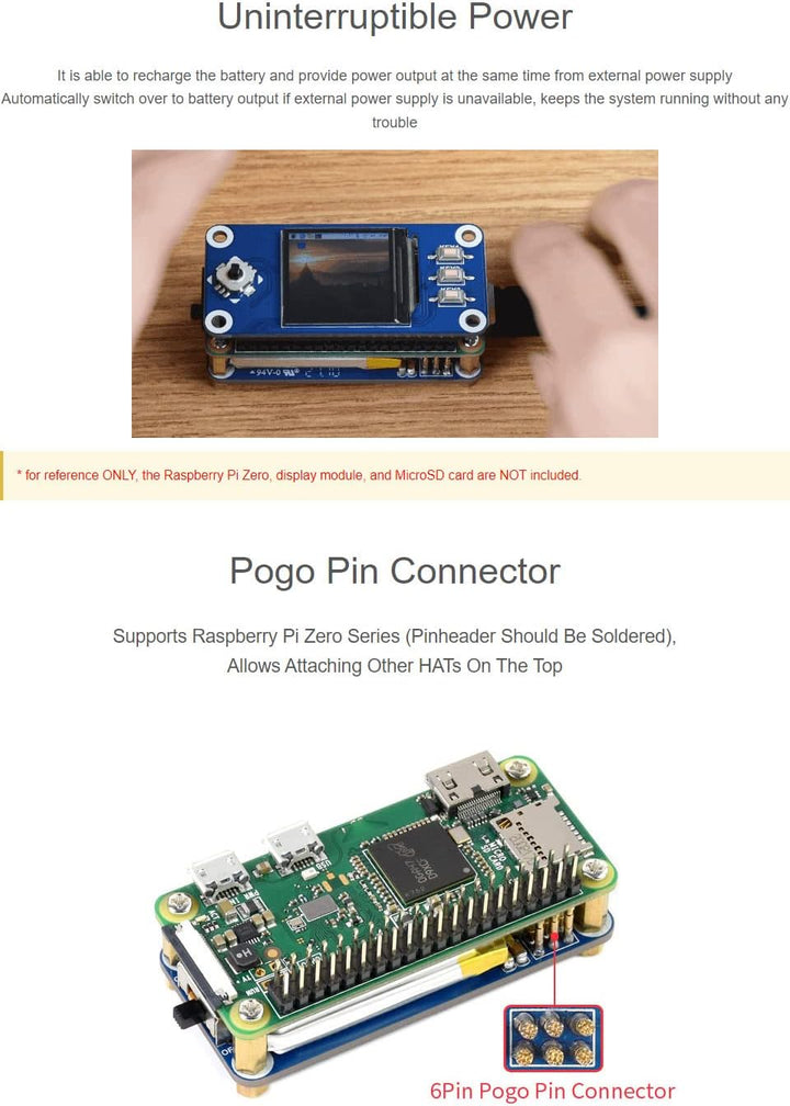 Waveshare UPS HAT (C) for Raspberry Pi Zero 5V Uninterruptible Power Supply Multi Battery Protection