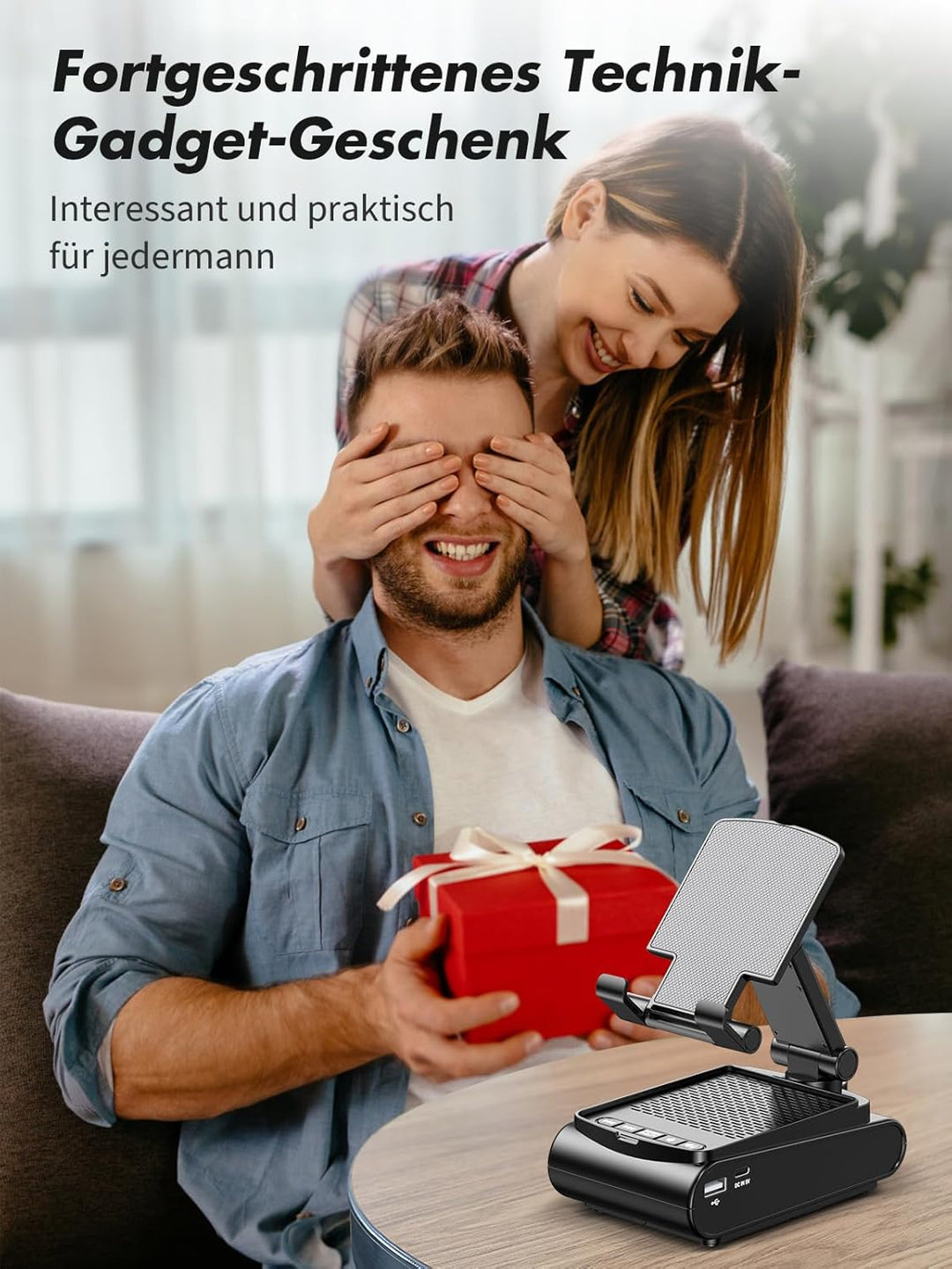 Rolgno Bluetooth Lautsprecher mit Handyständer, HD-Surround-Sound Bluetooth Box, Verstellbarer Handy