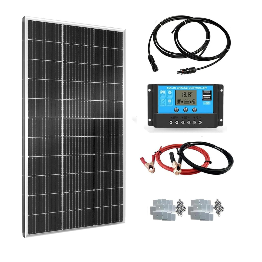 150W 12V Solarpanel Kit Set, 210mm Solarzelle Solarmodul 150Watt Mit 30A 12V/24V Solarladeregler + S