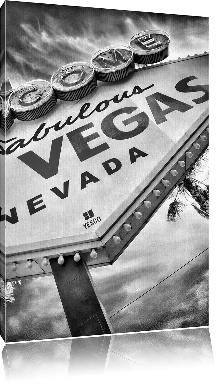 Pixxprint Las Vegas Retro Look als Leinwandbild/Grösse: 100x70 / Wandbild/Kunstdruck/fertig bespannt