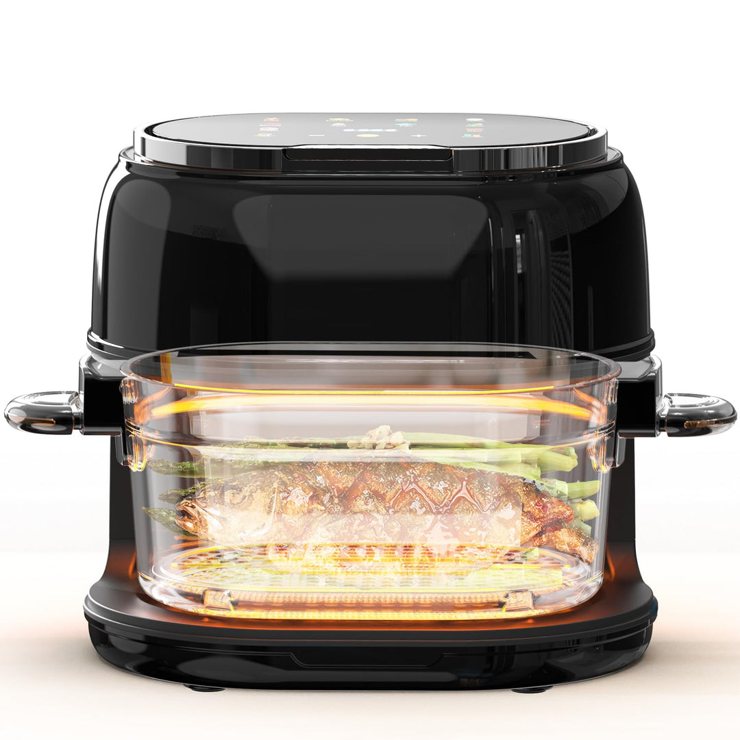 Heissluftfritteuse 5L Rapid AirFryer,9 Kochfunktionen, Max 190°C, Frittierkorb aus Glas,Fritteuse oh