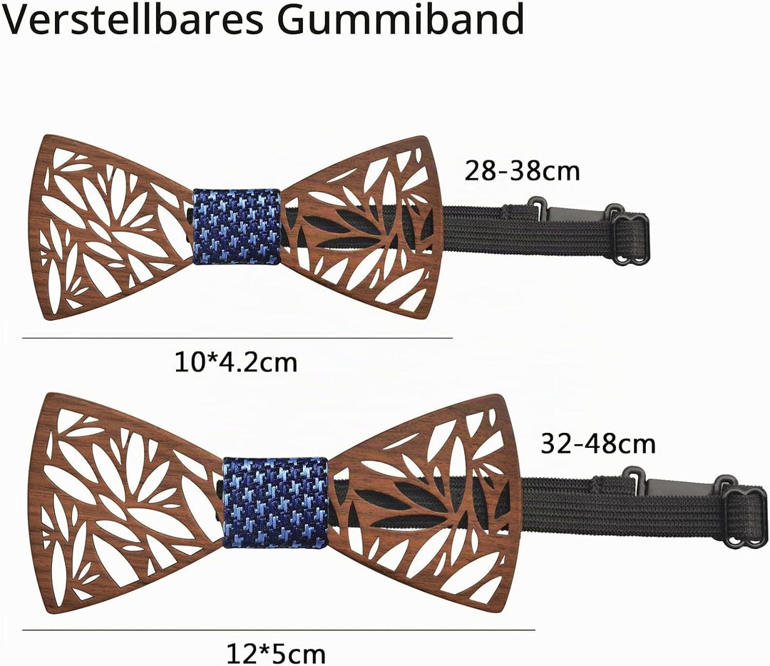 Mr.Van Klassische Holzfliege Set für Herren Jungen 2PCS, Kinderfliege Verstellbar Fliege für Hochzei