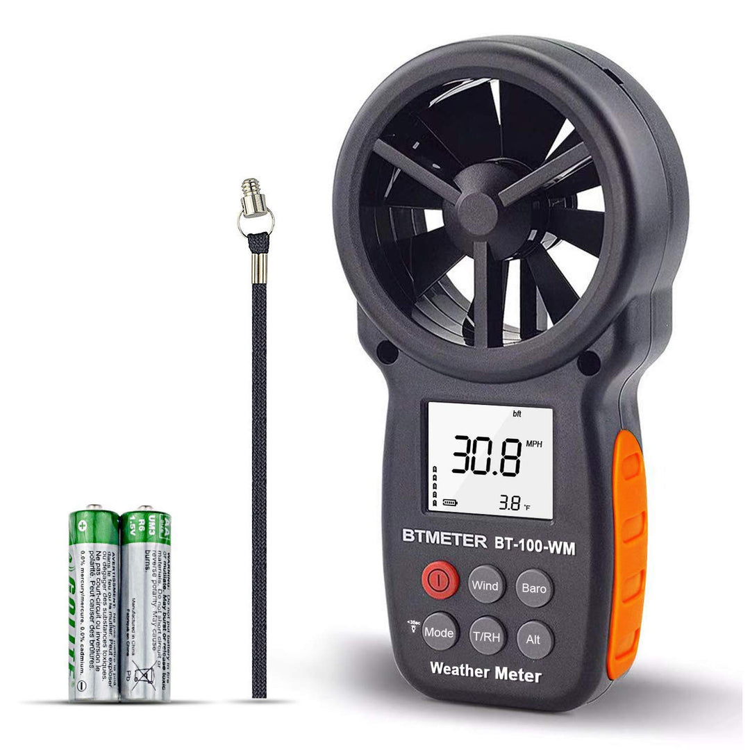 BTMETER BT-100WM Digitaler Anemometer Handheld Windmesser digital LCD Wind Speed Meter Gauge,Präzise