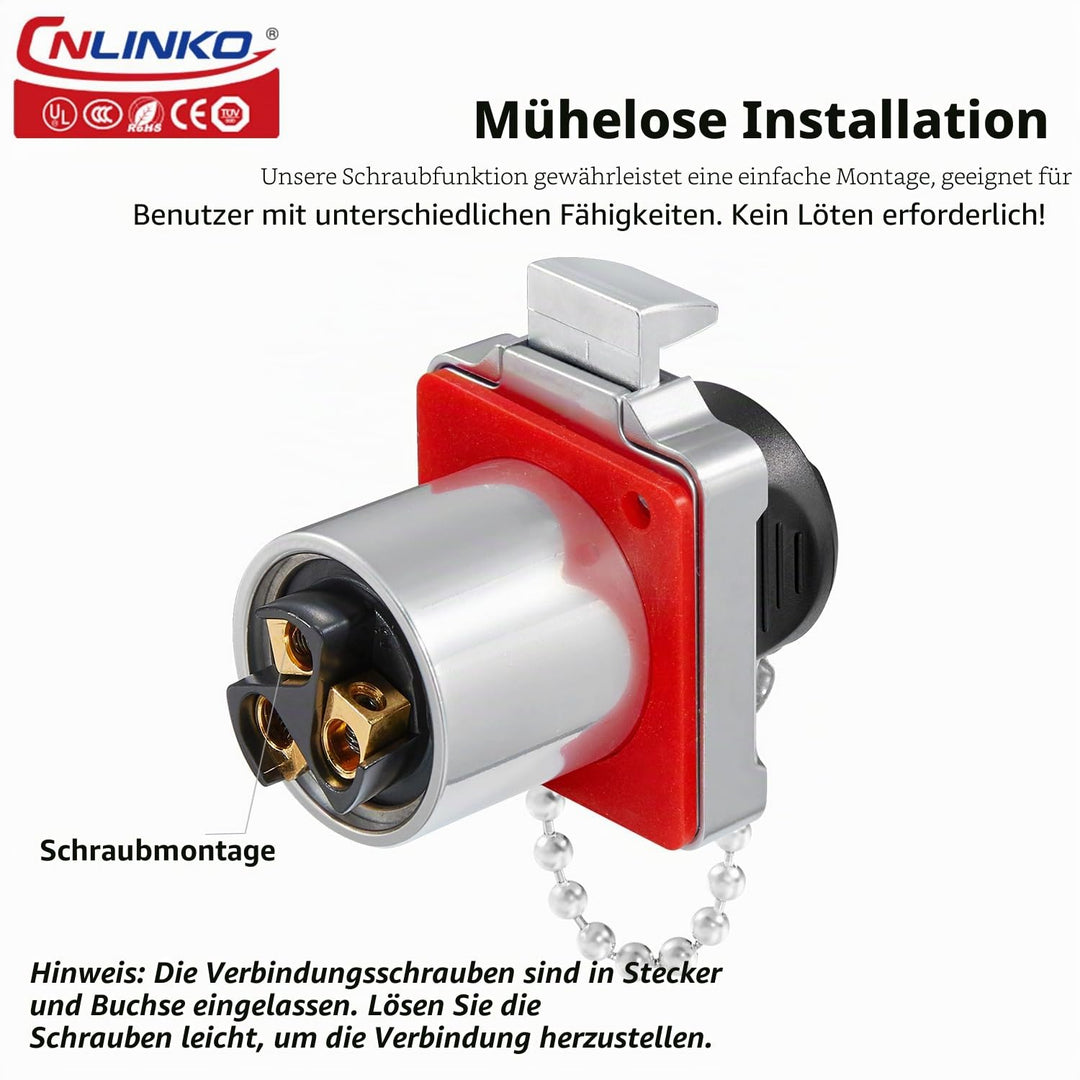 CNLINKO BD-24 Industrieller Wasserdichter Steckverbinder IP67 Rundsteckverbinder Eingebaute Buchse L