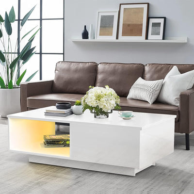 Ejoyous Wohnzimmer Tisch Rechteckiger Couchtisch Moderner Teetisch, Couchtisch mit Schublade Wohnzim