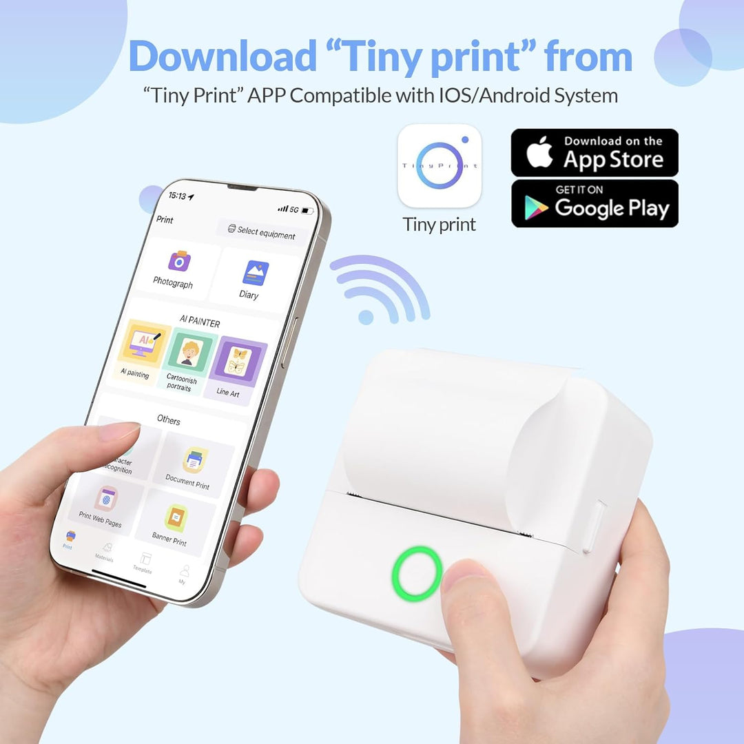 Mini Drucker tragbarer Mini Printer, Mini Fotodrucker Wireless Taschendrucker Thermodrucker Smartpho
