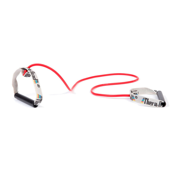TheraBand Widerstandstrainer Bodytrainer Tubing mit festen Griffen Rot | Mittel, OneSize