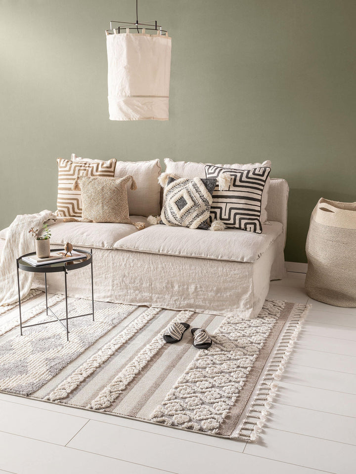 benuta TRENDS Kurzflor Teppich OYO Cream/Grau 120x180 cm - Moderner Teppich für Wohnzimmer, 40538948