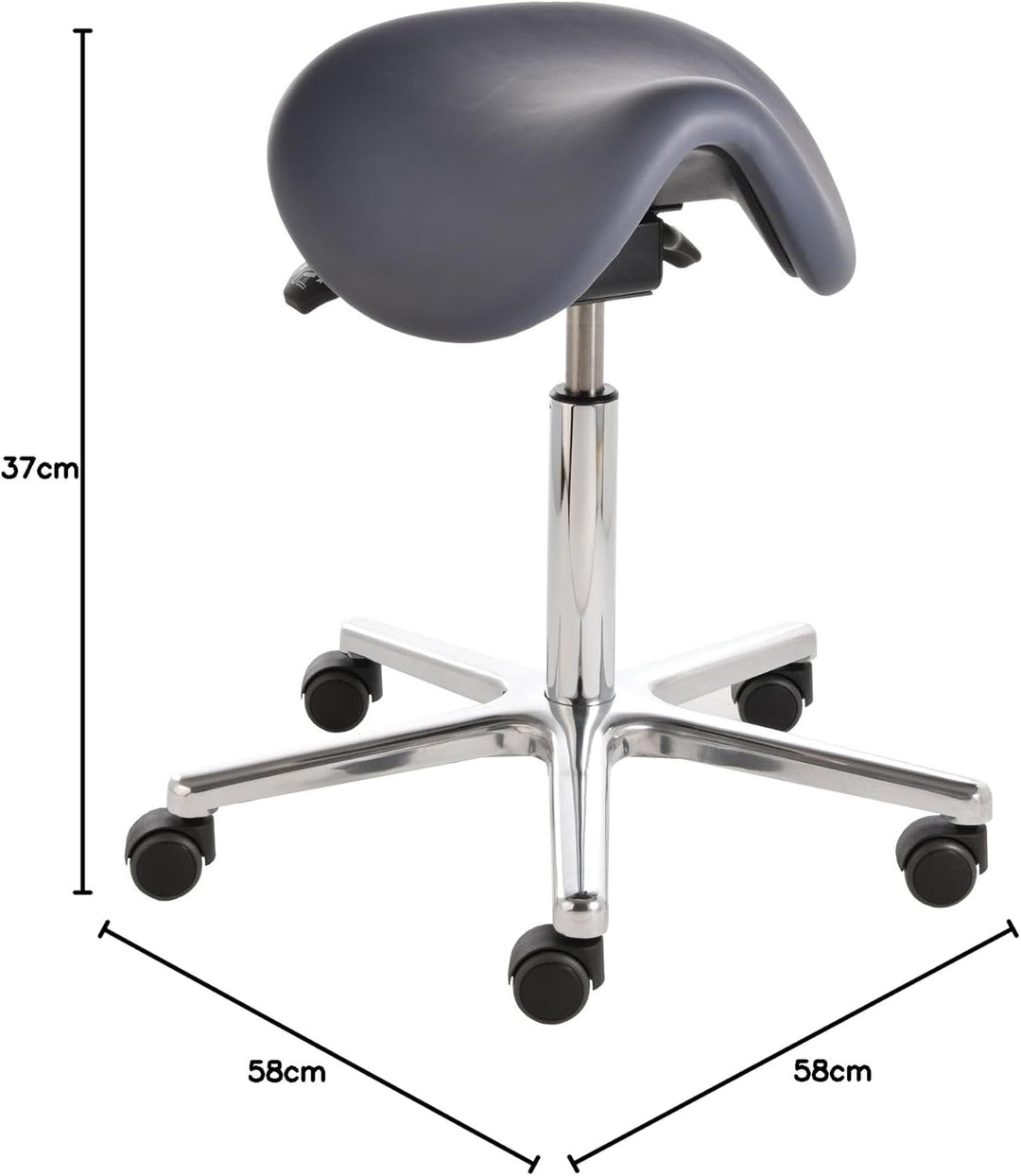 Sattelhocker docy® dent 4616, Sitzhöhe ca. 55 - 75 cm, mit Sitzneigeverstellung, Rollen/Bodengleiter