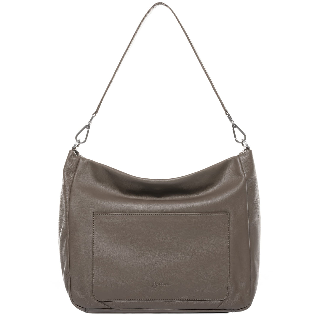 BACCINI Hobo Bag REMI aus Nappa-Leder I Beuteltasche für Damen I Schultertasche handgefertigt Taupe,