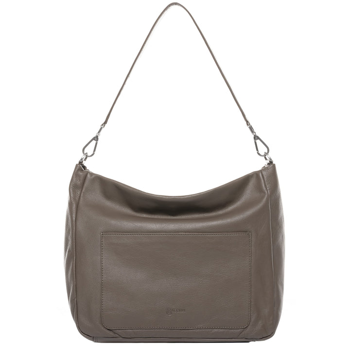 BACCINI Hobo Bag REMI aus Nappa-Leder I Beuteltasche für Damen I Schultertasche handgefertigt Taupe,