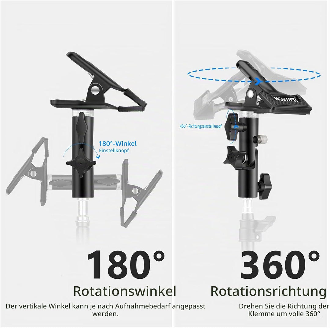 NEEWER Fotostudio Schwerlast-Klemmhalter aus Metall mit 5/8-Zoll-Lichtstativbefestigung für Reflekto