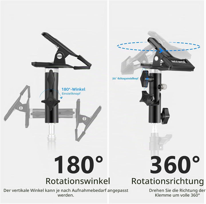 NEEWER Fotostudio Schwerlast-Klemmhalter aus Metall mit 5/8-Zoll-Lichtstativbefestigung für Reflekto
