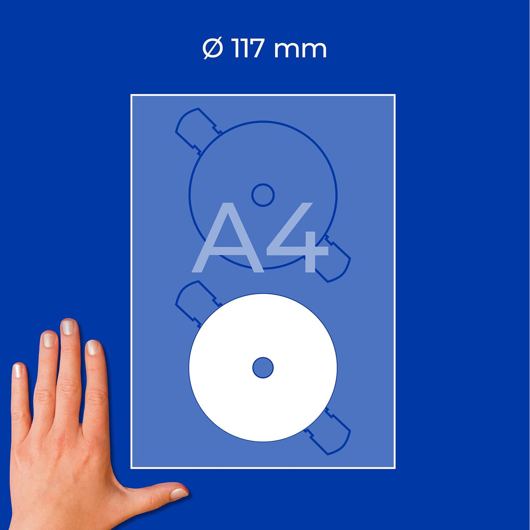AVERY Zweckform L7676-100 selbstklebende CD-Etiketten (200 blickdichte CD-Aufkleber, Ø 117mm auf A4,