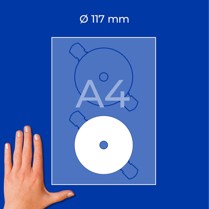 AVERY Zweckform L7676-100 selbstklebende CD-Etiketten (200 blickdichte CD-Aufkleber, Ø 117mm auf A4,